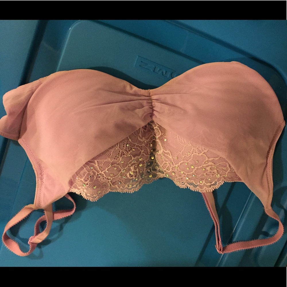Pale purple sequined and lace push up bra